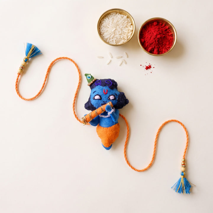 Hand Embroidered Kanha Rakhi With Magnet For Brother