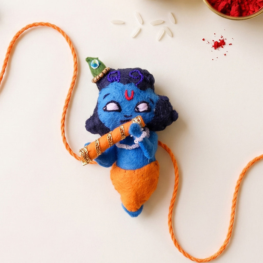 Hand Embroidered Kanha Rakhi With Magnet For Brother