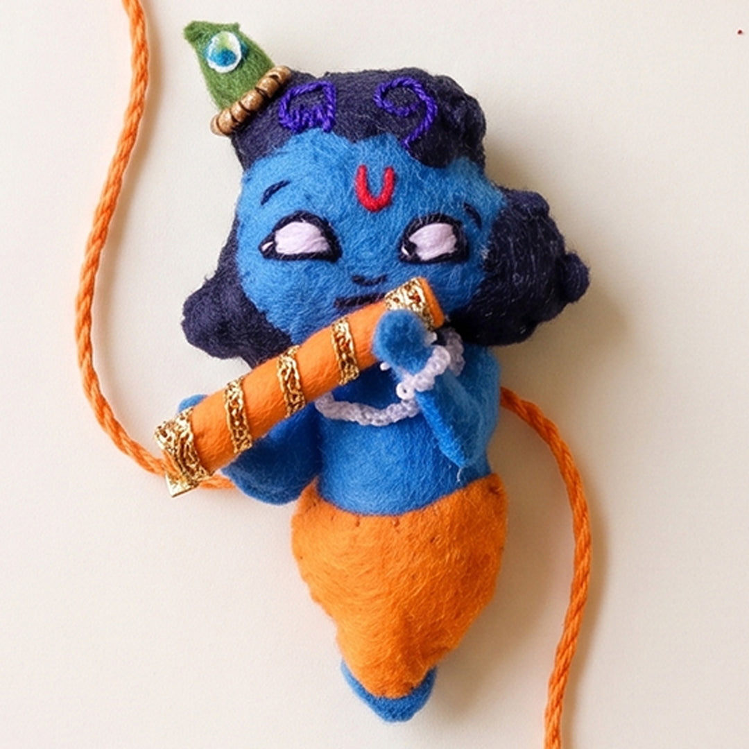 Hand Embroidered Kanha Rakhi With Magnet For Brother