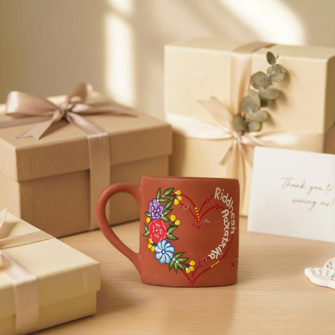 Celestial Heart Personalized Handmade Couple Terracotta Mug | 250 ml
