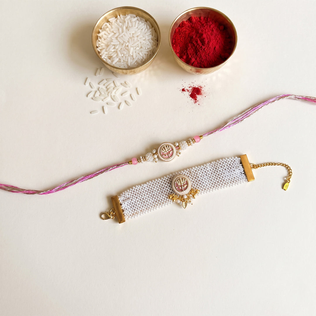 Pastel Moti Bhaiya Bhabhi Rakhi Set With Roli Chawal | Set of 2
