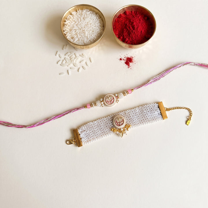 Pastel Moti Bhaiya Bhabhi Rakhi Set With Roli Chawal | Set of 2