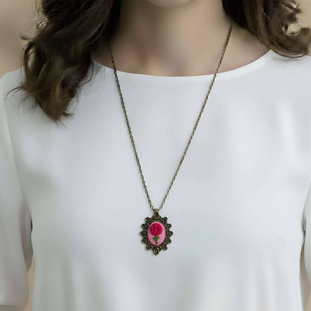 Hand Embroidered Vintage Floret Antique Finish Necklace