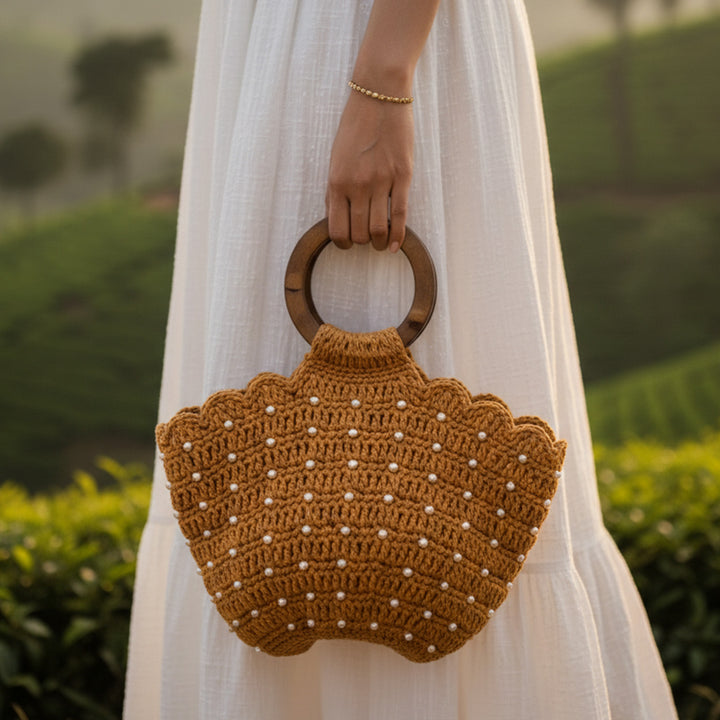 Handmade Crochet Beach Shell Handbag