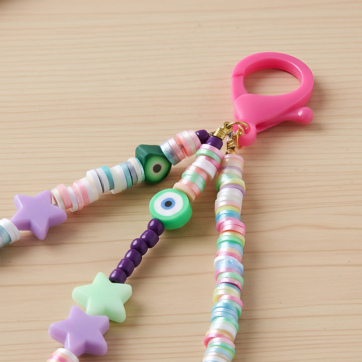 Personalized Multicolor Fimo Beads Bag Charm For Kids