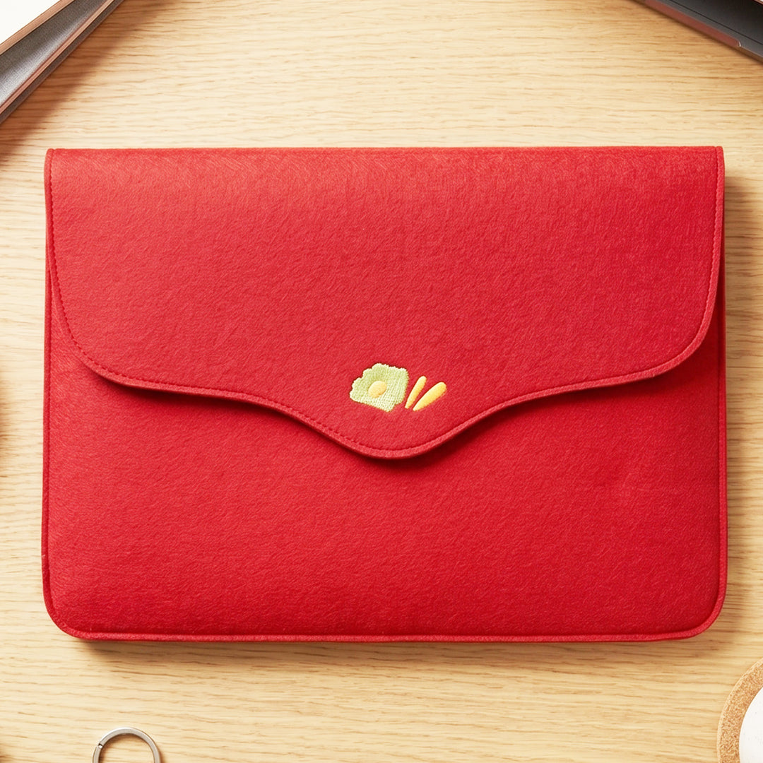 Corsage Aari Embroidered Red Floral Laptop Sleeve
