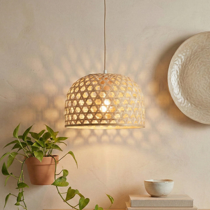 "Elara" Handwoven Bamboo Dome Hanging Lampshade For Home Decor