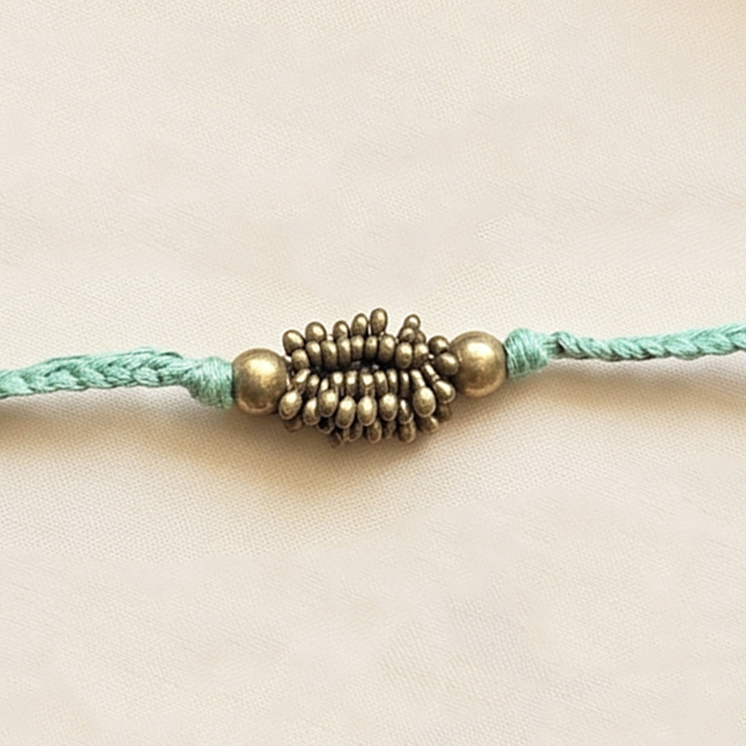 Beaded Antara Brass Beads Pastel Rakhi With Roli Chawal For Brother