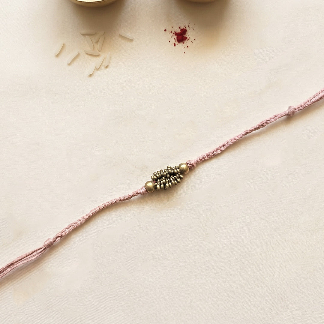Beaded Antara Brass Beads Pastel Rakhi With Roli Chawal For Brother