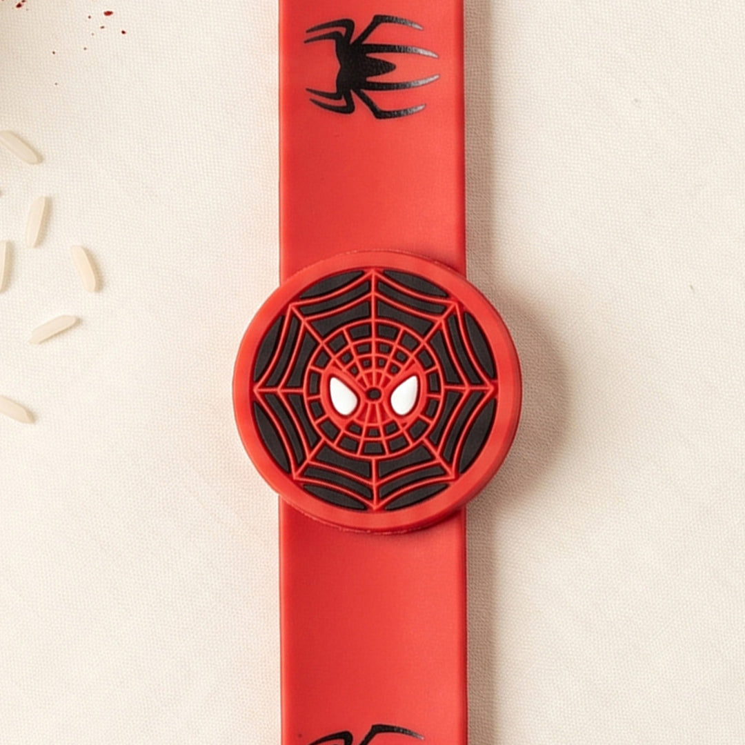 Handmade Spiderman Silicone Slap Band Rakhi For Kids With Roli Chawal For Brother