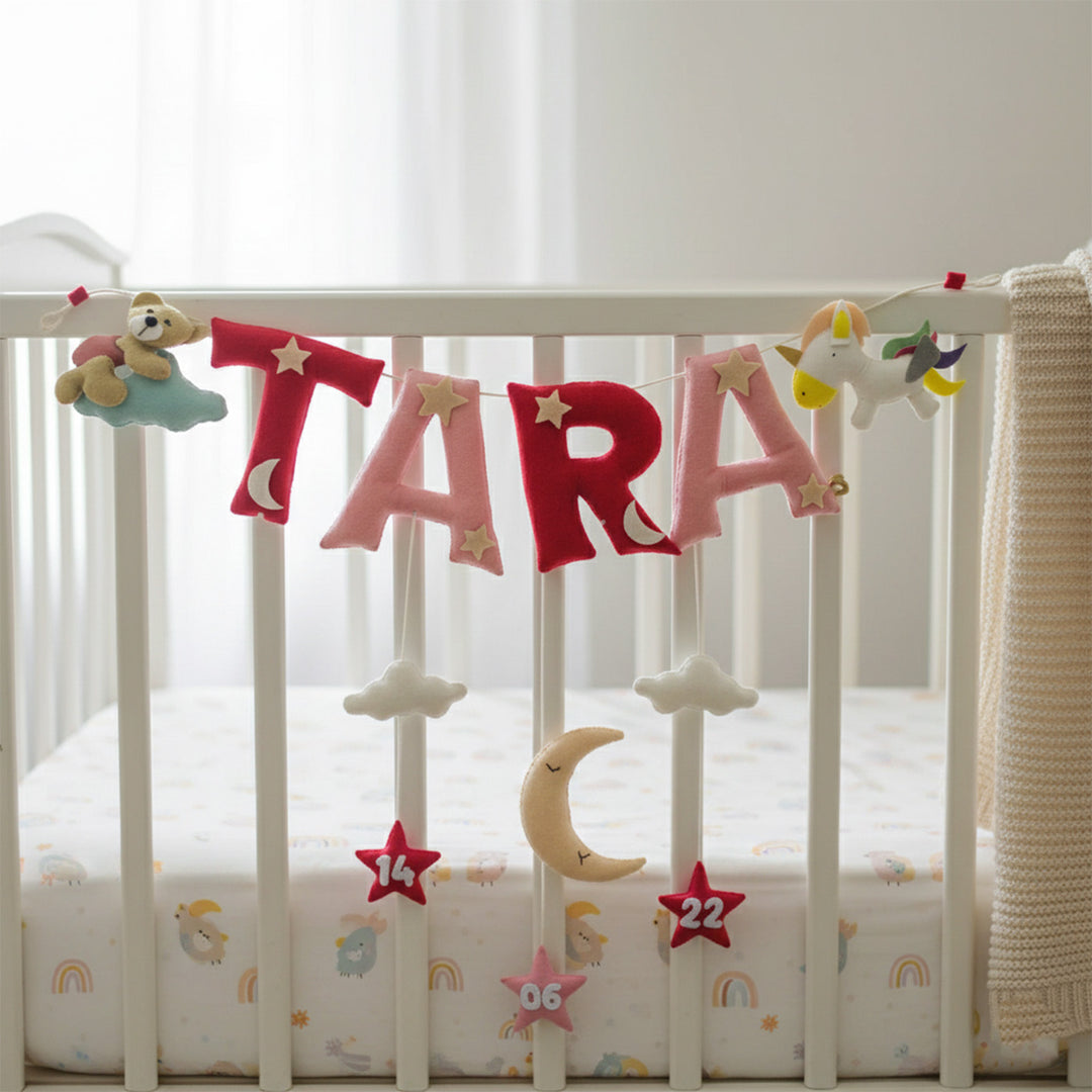 Handcrafted Personalized Unicorn & Teddy Themed Bunting For Kids