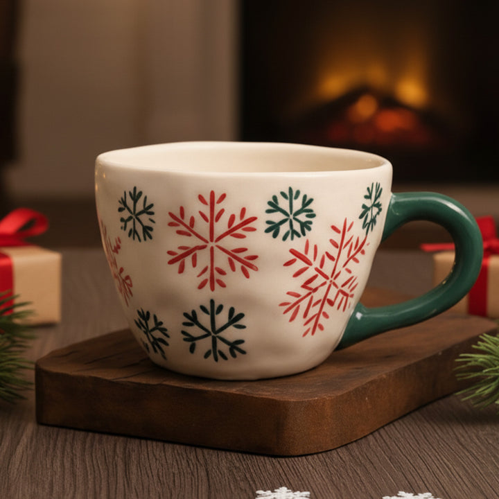 Handmade Frosty Snowflake Ceramic Mug | Secret Santa Gift Ideas