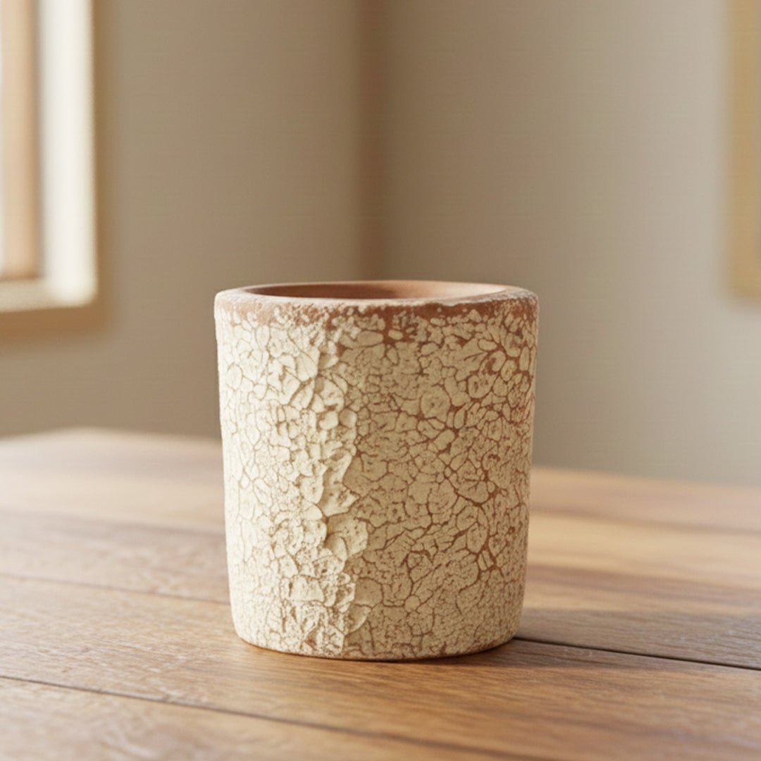 Antique Finish Terracotta Candle Holder With Candle