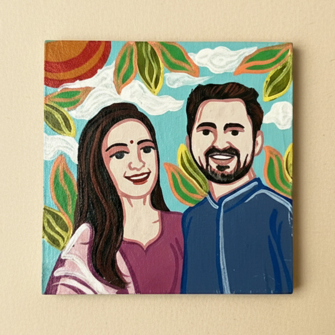 Photo Personalized Hand-Painted Pop Art Illustrated Caricature MDF Wood Fridge Magnet