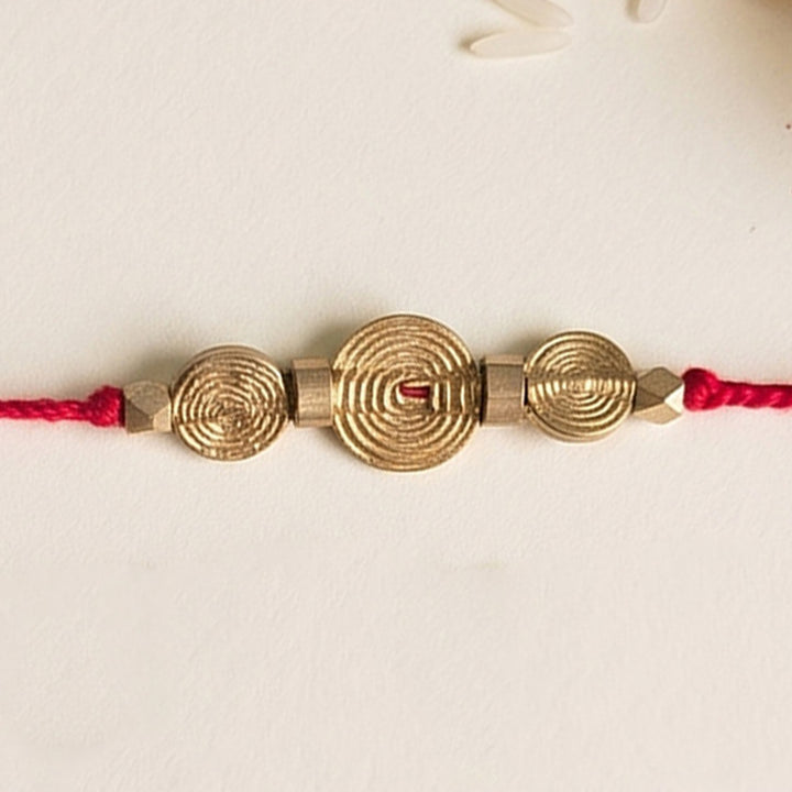 Beaded Spiral Motif Rakhi With Roli Chawal For Brother