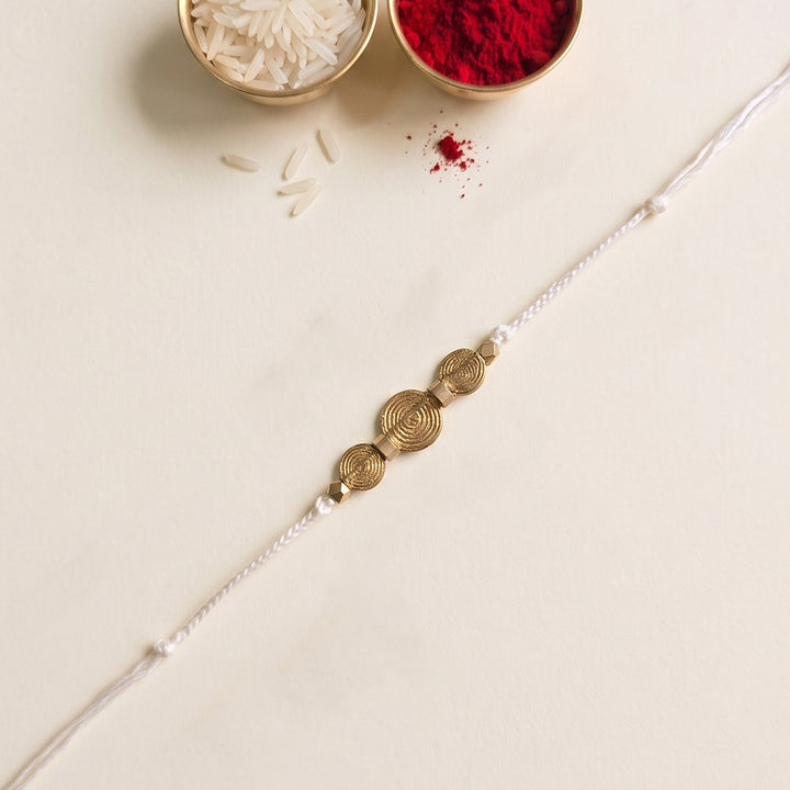 Beaded Spiral Motif Rakhi With Roli Chawal For Brother