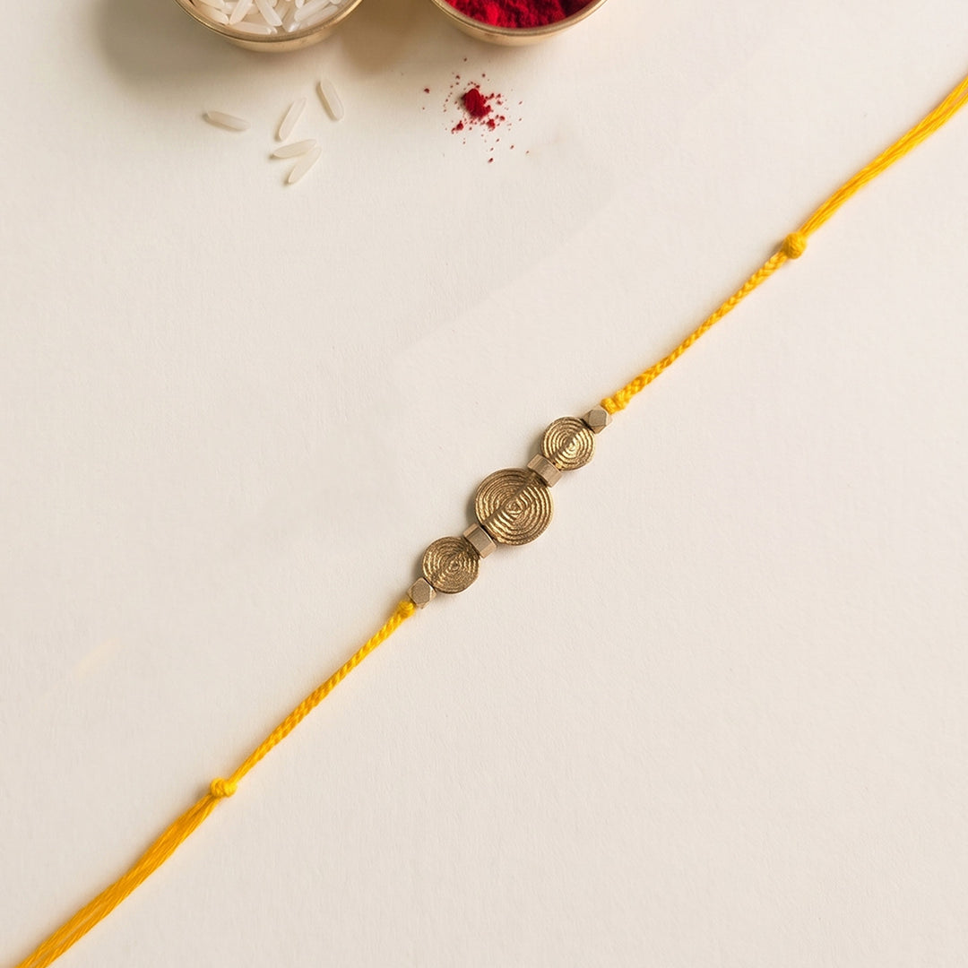 Beaded Spiral Motif Rakhi With Roli Chawal For Brother