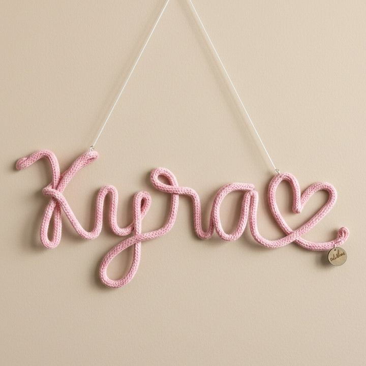 Personalized Knitted Wire Heart Theme Kids Name Plate