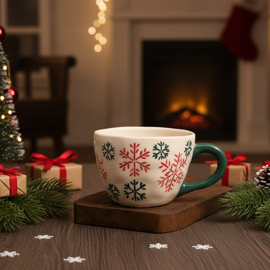 Handmade Frosty Snowflake Ceramic Mug | Secret Santa Gift Ideas