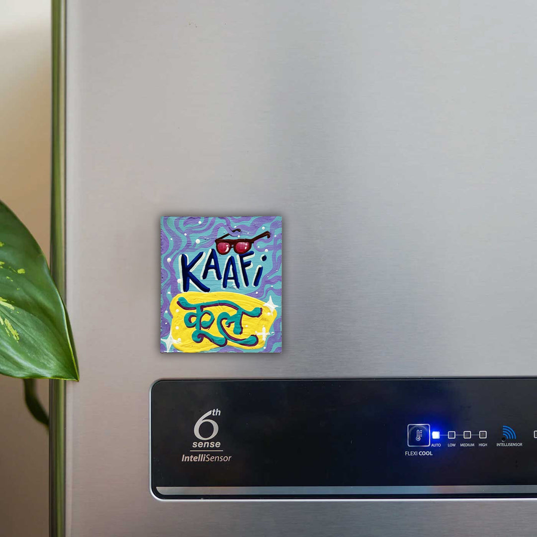 Hand-Painted "Kaafi Cool" MDF Wood Fridge Magnet