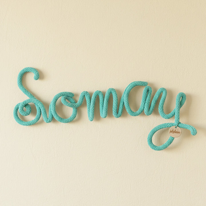 Personalized Blue Knitted Wire Kids Name Plate