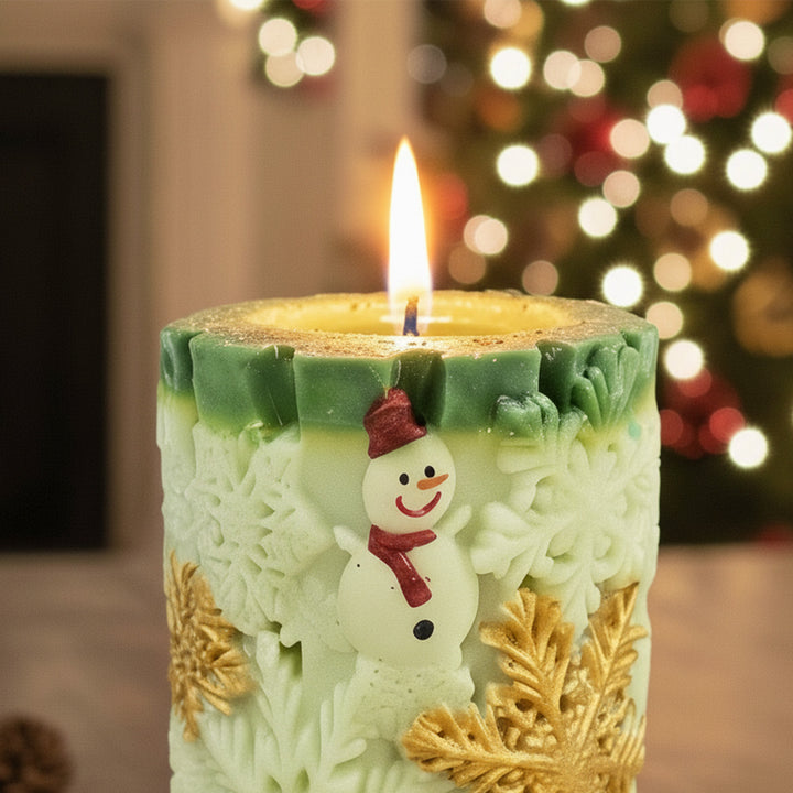 Handmade Snowflakes Pillar Soy Wax Candle