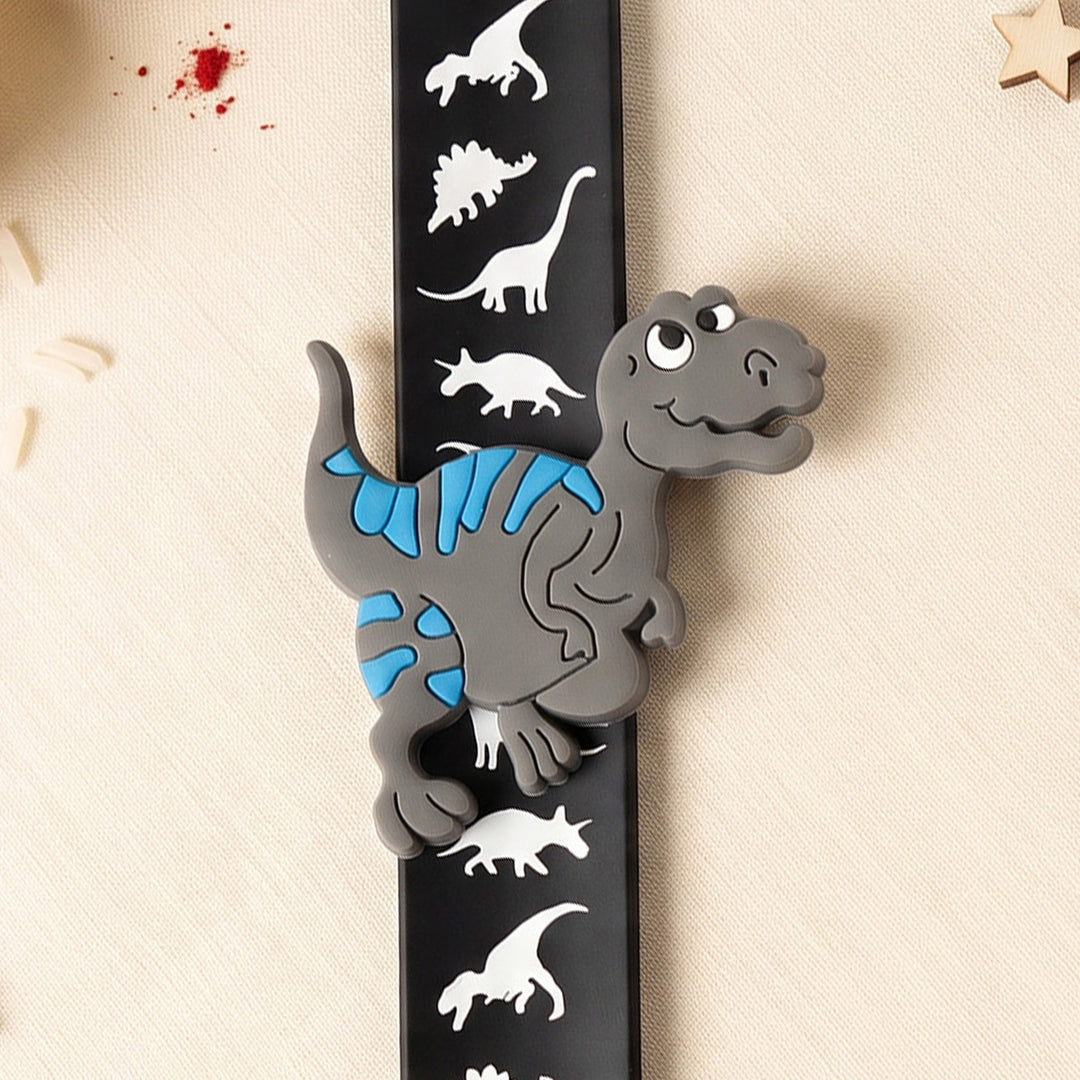 Handmade Black Dinosaur Silicone Slap Band Rakhi For Kids With Roli Chawal For Brother