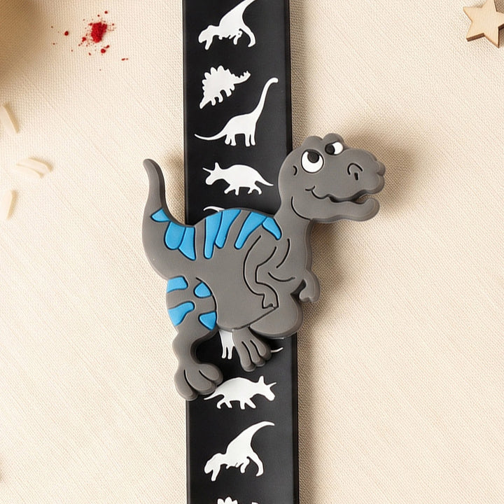 Handmade Black Dinosaur Silicone Slap Band Rakhi For Kids With Roli Chawal For Brother