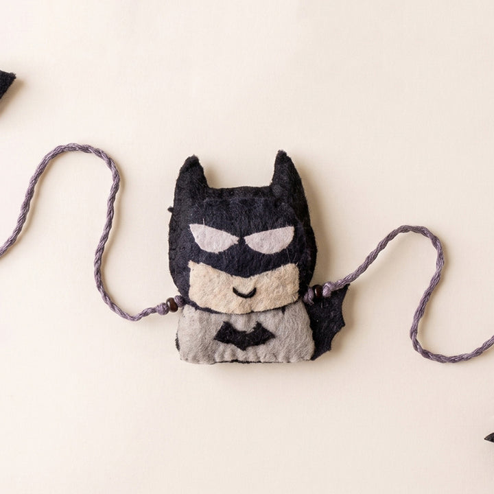 Hand Embroidered Batman Superhero Rakhi With Brooch Pin & Keychain For Brother