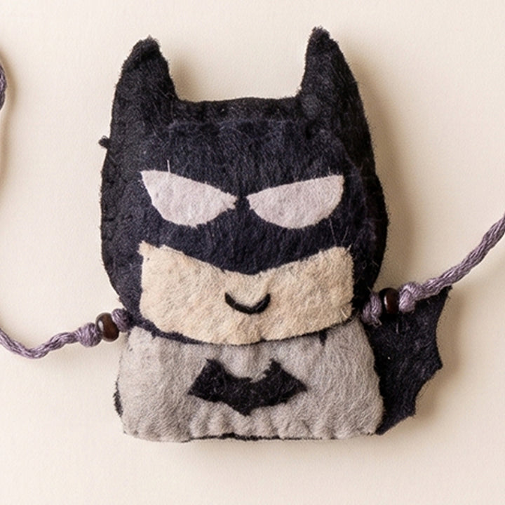 Hand Embroidered Batman Superhero Rakhi With Brooch Pin & Keychain For Brother
