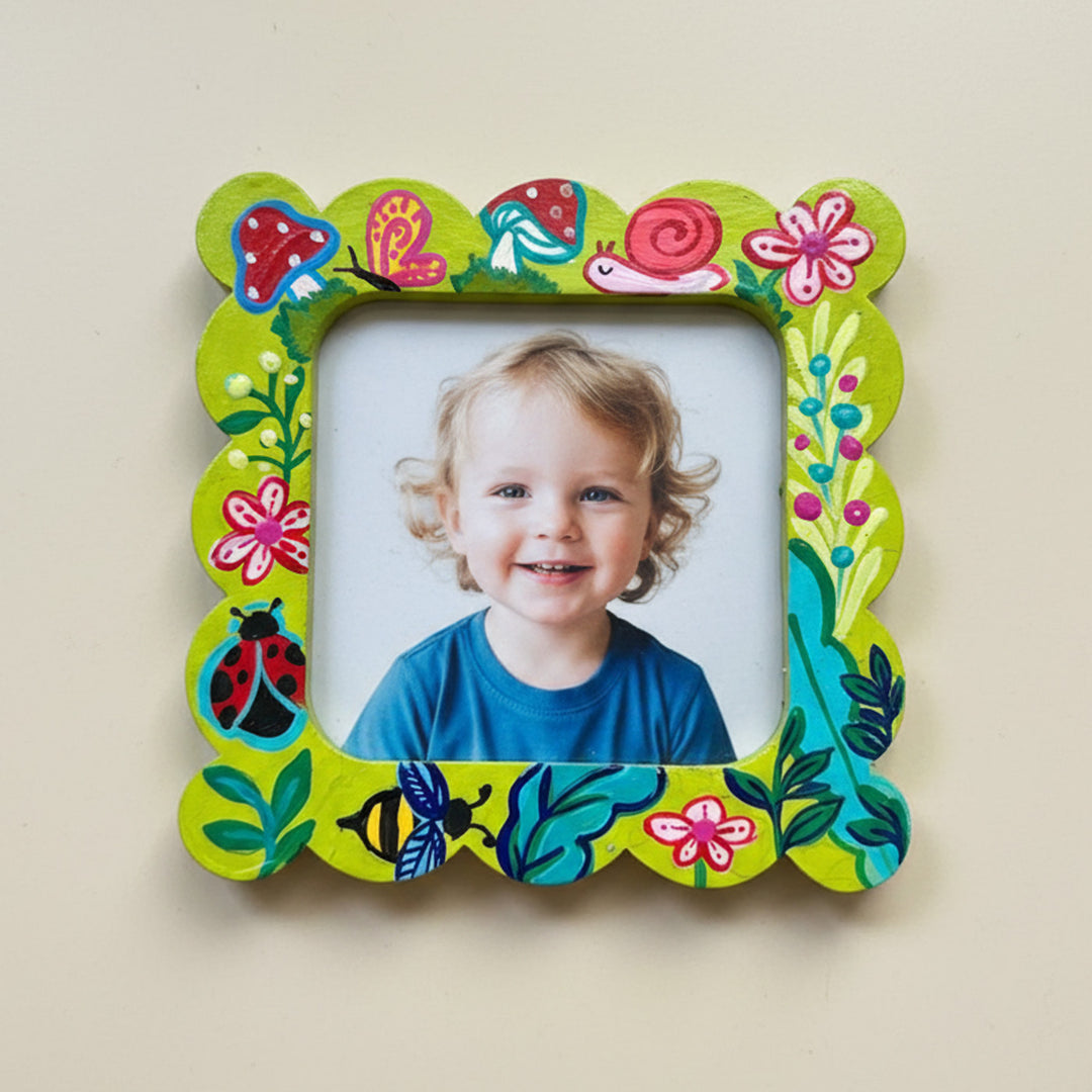 Hand-Painted Green Garden MDF Wood Fridge Magnet Frame