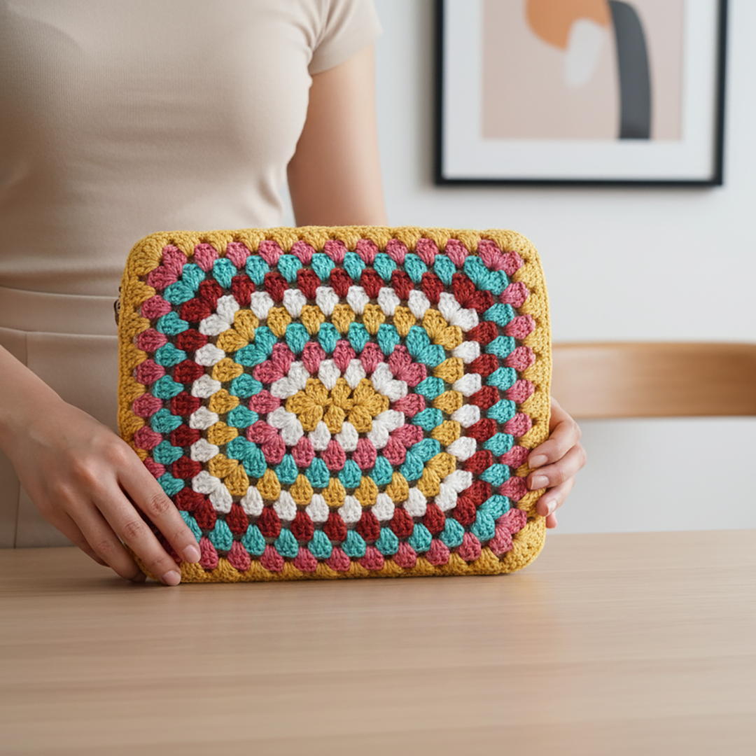 Handmade Crochet Multicolour Ipad Sleeve