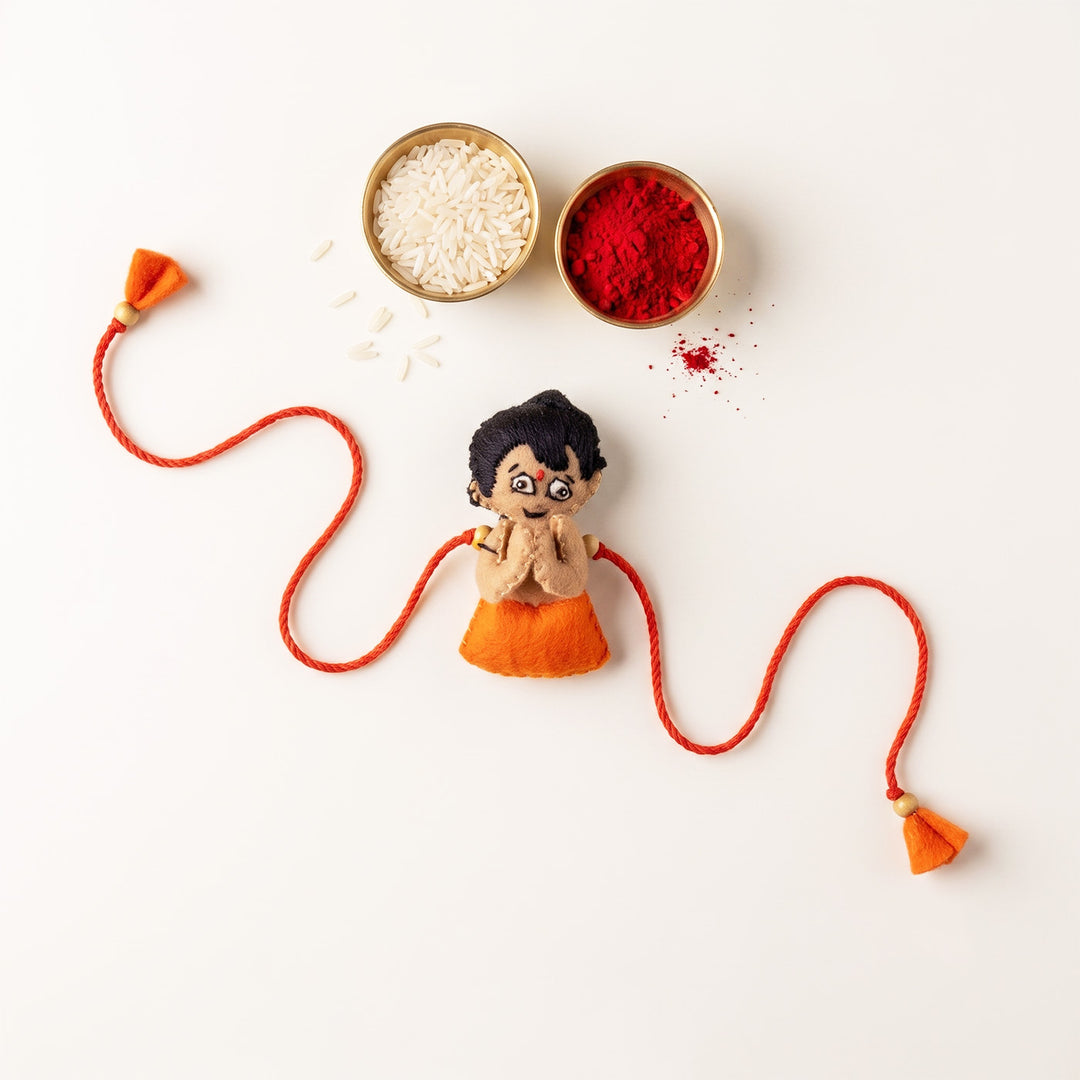 Hand Embroidered Chhota Baccha Rakhi With Brooch Pin For Baby Brother