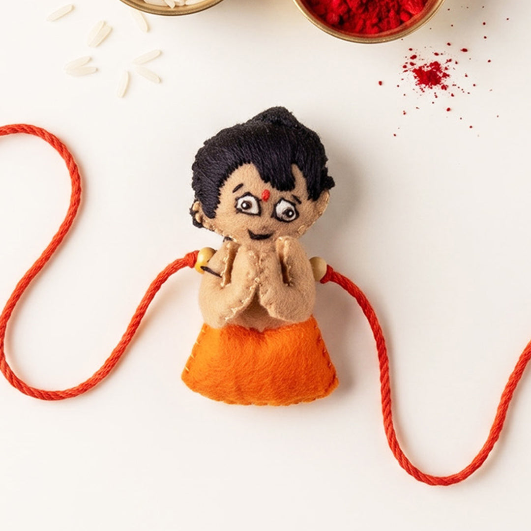 Hand Embroidered Chhota Baccha Rakhi With Brooch Pin For Baby Brother