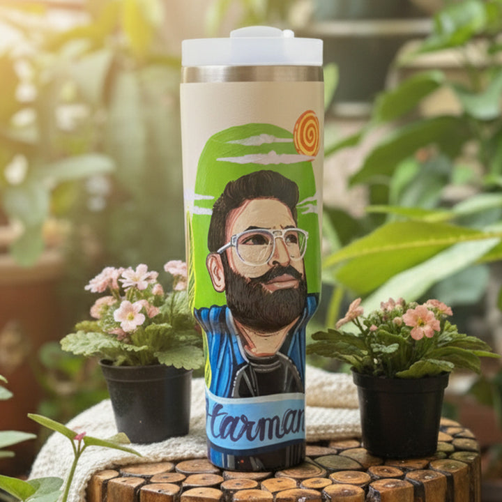 Photo Personalized Hand-Painted Single Character Pop Art Illustrated Insulated Sipper