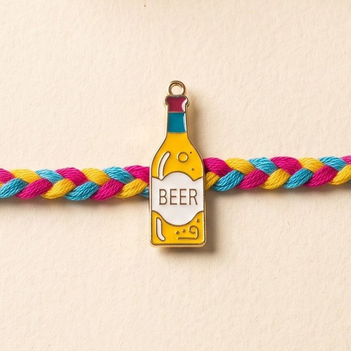 Reusable Handmade Beer Mug Charm Rakhi With Roli Chawal For Brother