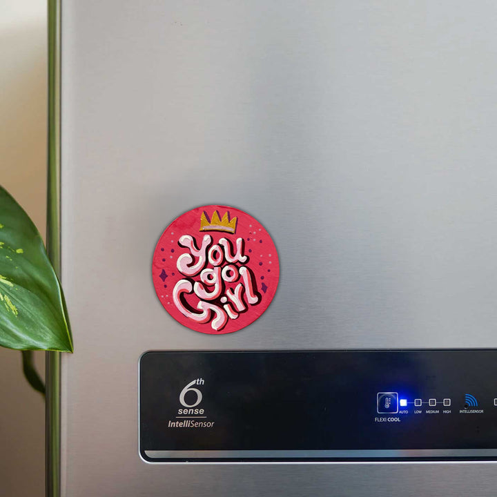 Hand-Painted "You Go Girl" MDF Wood Fridge Magnet