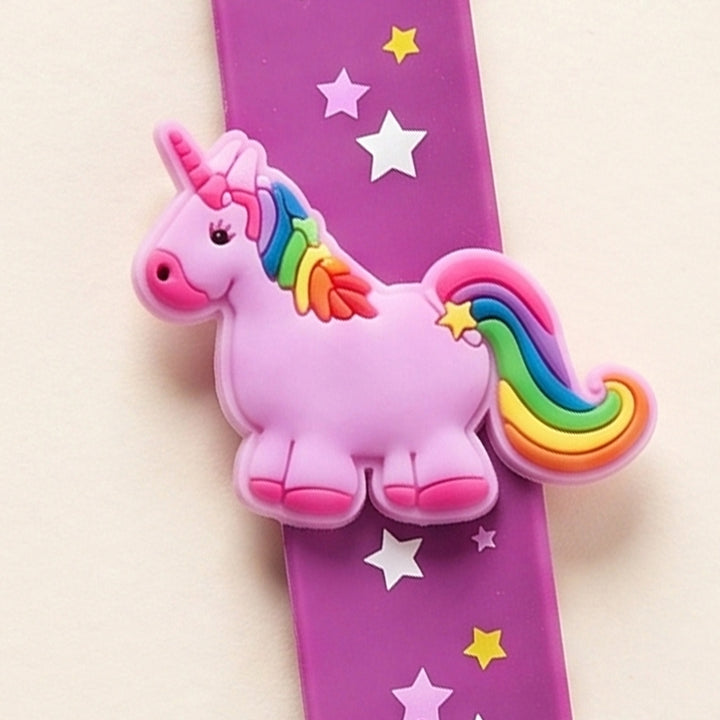 Handmade Cute Unicorn Silicone Slap Band Rakhi For Kids With Roli Chawal For Brother