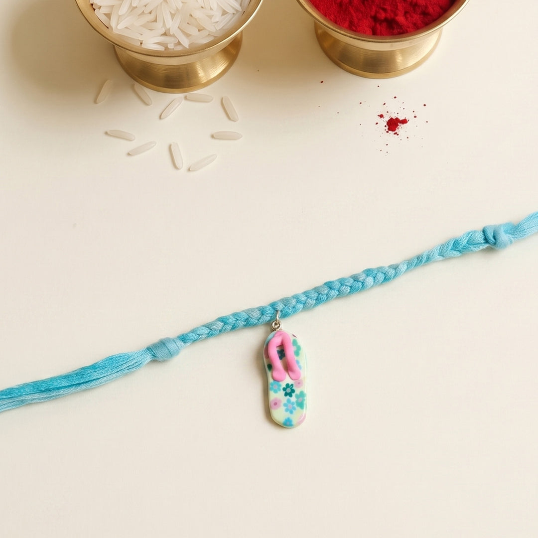 Handmade Slippers(Chappal) Charm Rakhi With Roli Chawal For Kids