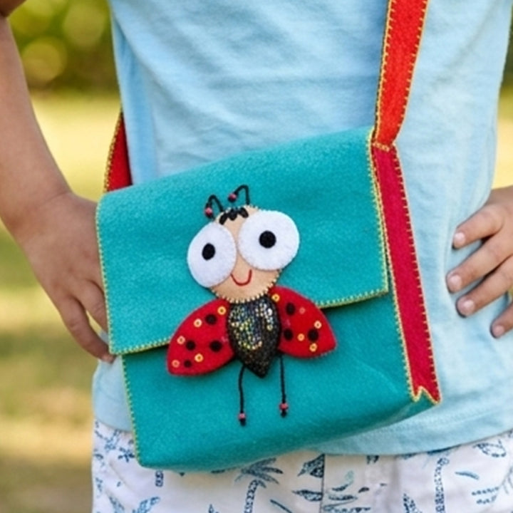 Handmade Sea Green Beetle Sling Bag for Kids | 3+