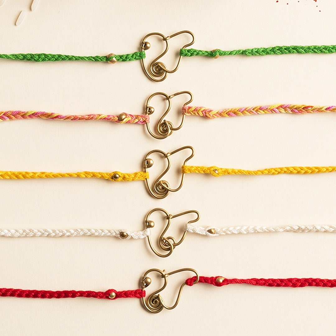 Handcrafted Ganesha Motif Rakhi With Roli Chawal For Brother | Set of 5