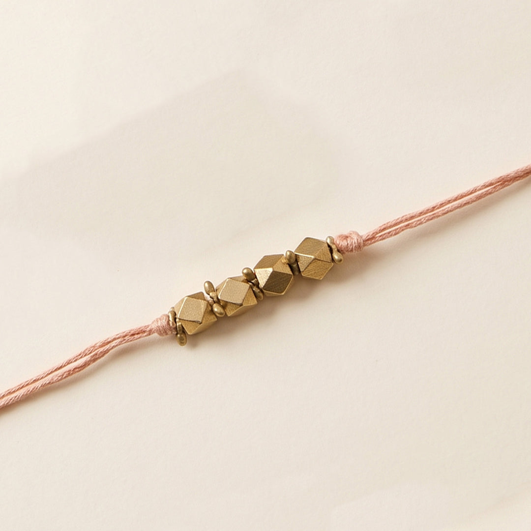 Beaded English Colour Brass Rakhi With Roli Chawal For Brother