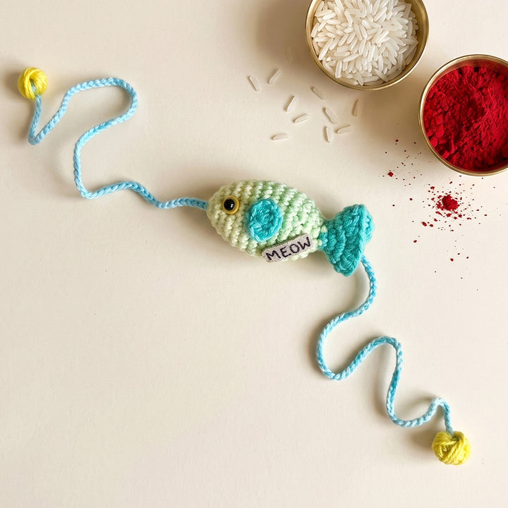 Handmade Crochet "Something Fishy" Rakhi For Pets With Roli Chawal