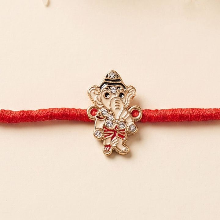 Reusable Handmade Mini Lord Ganesha Charm Rakhi With Roli Chawal For Brother