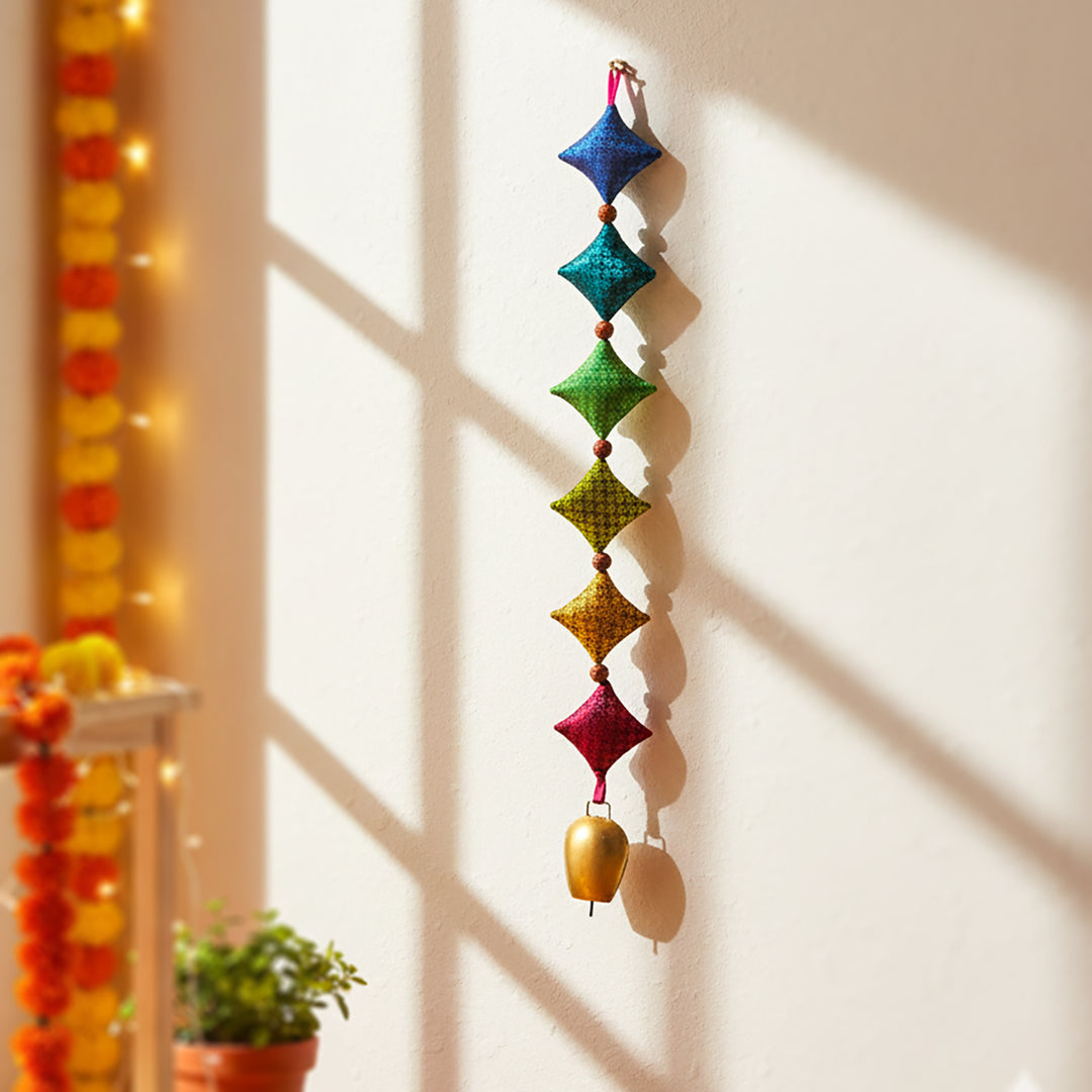 33 Inch Handmade Kite Design Khunn Fabric Cotton Hanging With Rudraksh Beads