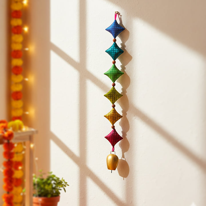 33 Inch Handmade Kite Design Khunn Fabric Cotton Hanging With Rudraksh Beads