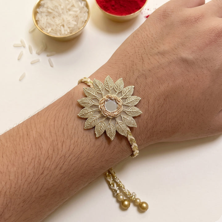 Handmade Mirror Mandala Design Rakhi With Roli Chawal For Bhaiya