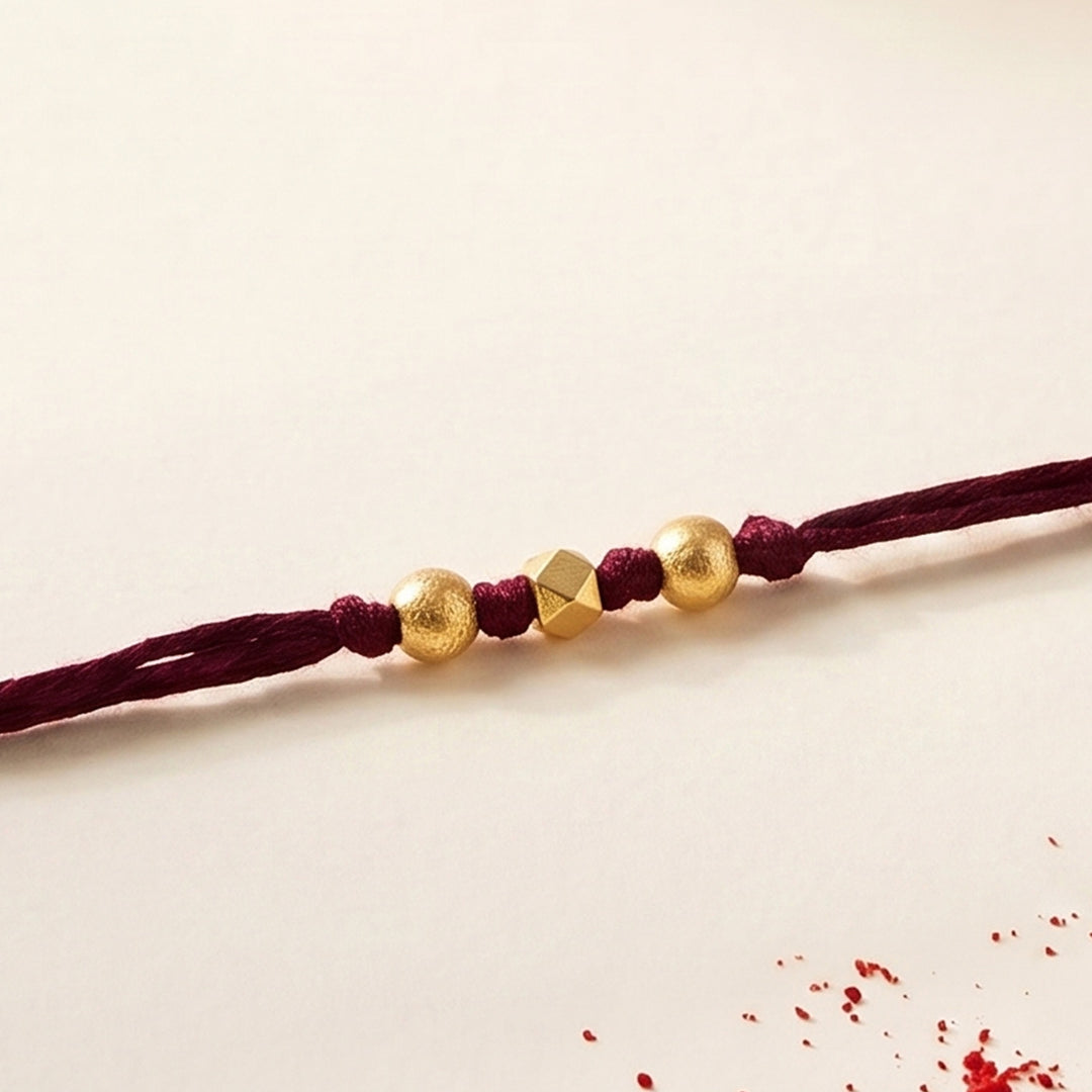 Handmade Rang Sutra Rakhi With Roli Chawal For Bhaiya