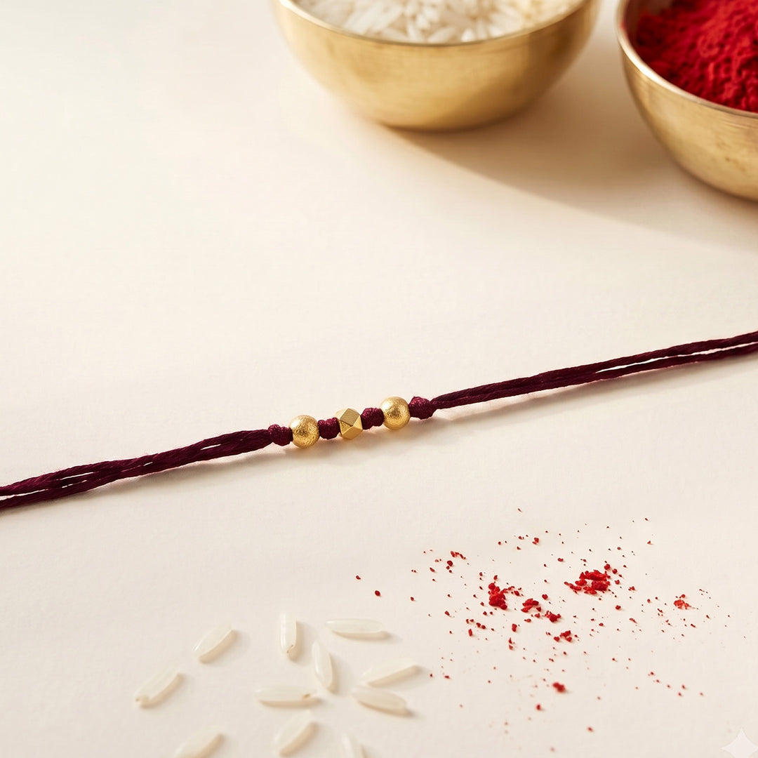 Handmade Rang Sutra Rakhi With Roli Chawal For Bhaiya