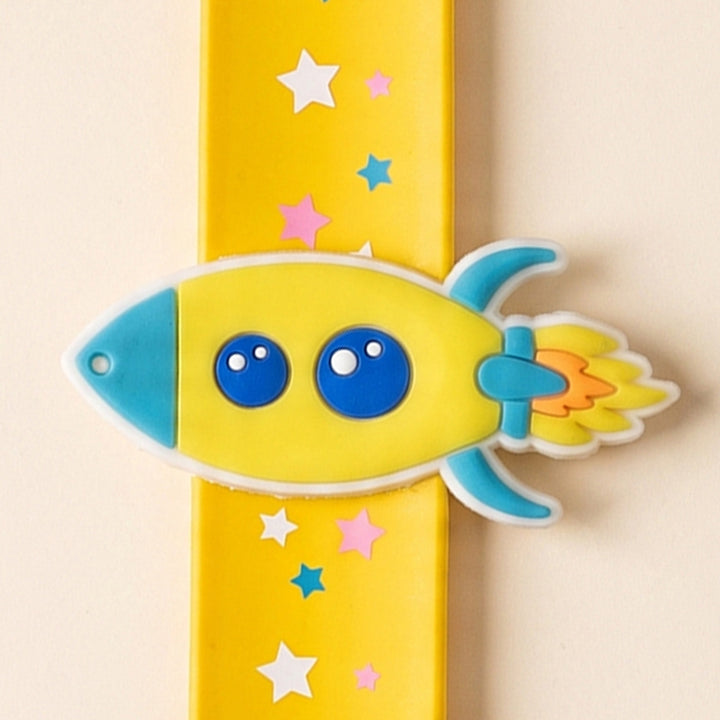 Handmade Rocket Silicone Slap Band Rakhi For Kids With Roli Chawal For Brother